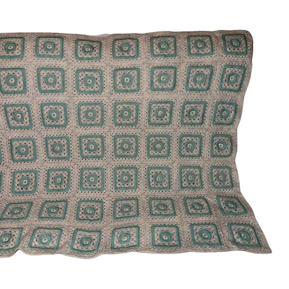 Handmade Hand Crafted Granny Square Thick Reversible Lap Throw Blanket 47 X 36 - Picture 6 of 7